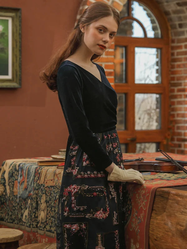 Velvety Symphony of Elegance Dress