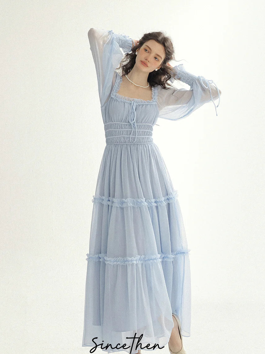 Fairy Light Blue Cloud Ruffle Dress