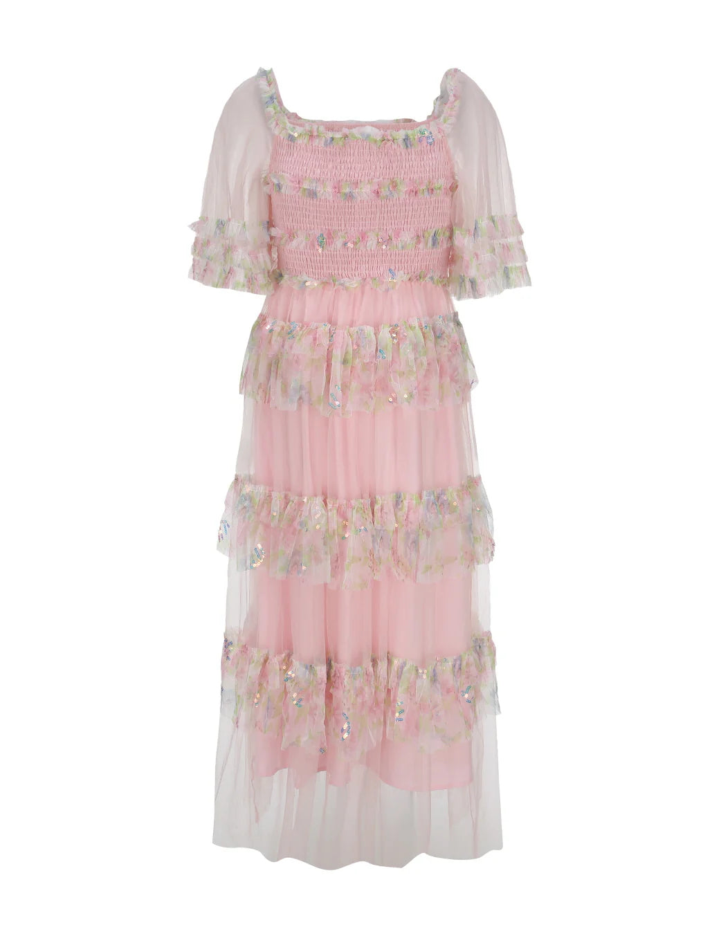 Blooming Ruffle Pink Tulle Dress