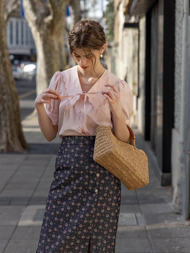Emma's Romantic Pink Collar Blouse