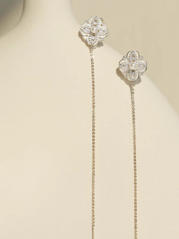 Gray Drop Pearl Surgical Earrings