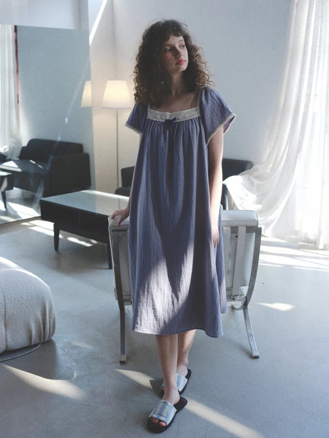 Blue Lace Ribbon Nightgown