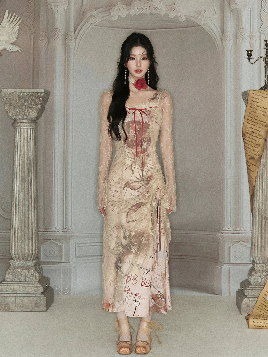 Vintage Manuscript Lace Dress