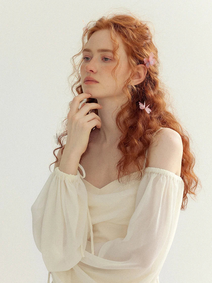 Ethereal Off-Shoulder Chiffon Dress