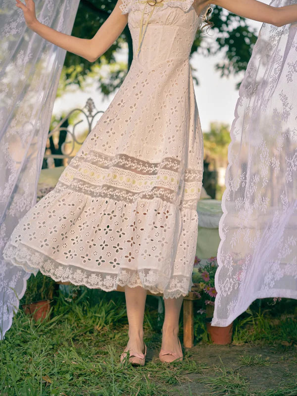 Lime Ribbon Fantasy White Dress