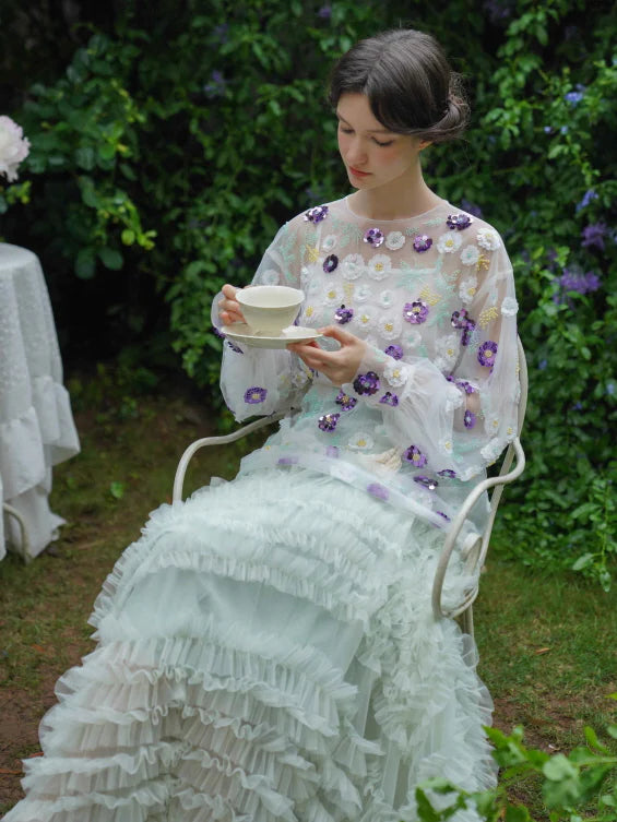 Whimsical Cloud Ruffle Skirt