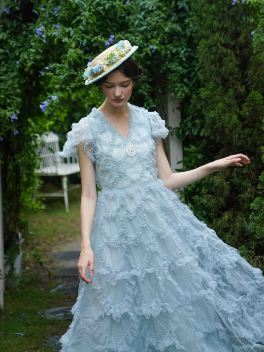 Light Blue Princess Ruffle Garden Dress