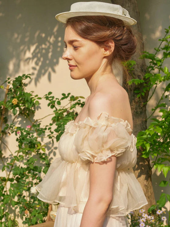 Whipped Cream Ruffle Sheer Top