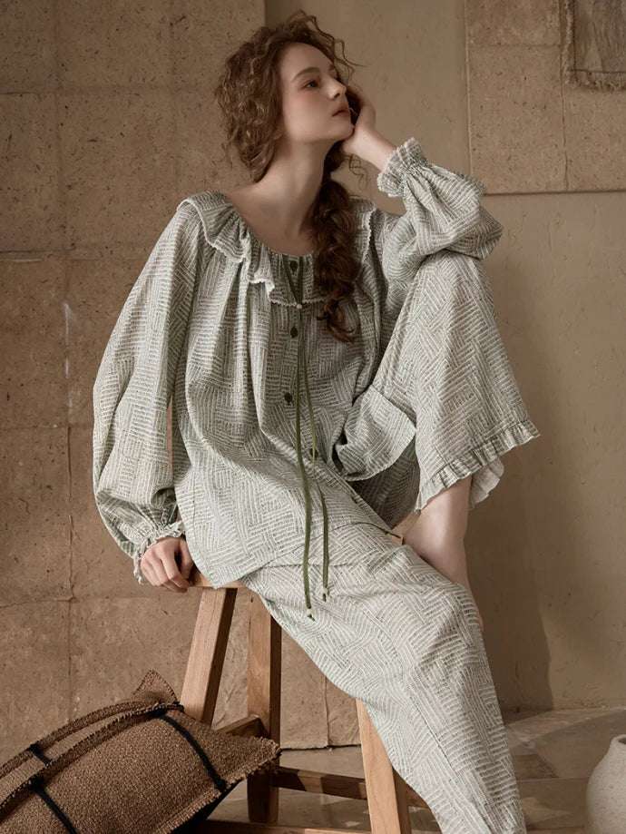 Vintage Ruffle Collar Pajamas