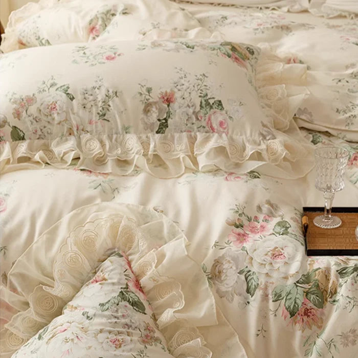 Floral Princess Cotton Frill Bedding Set