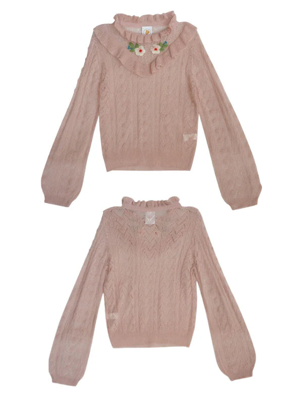 Delicate Blossom Lace Knit Sweater