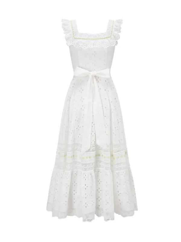 Lime Ribbon Fantasy White Dress