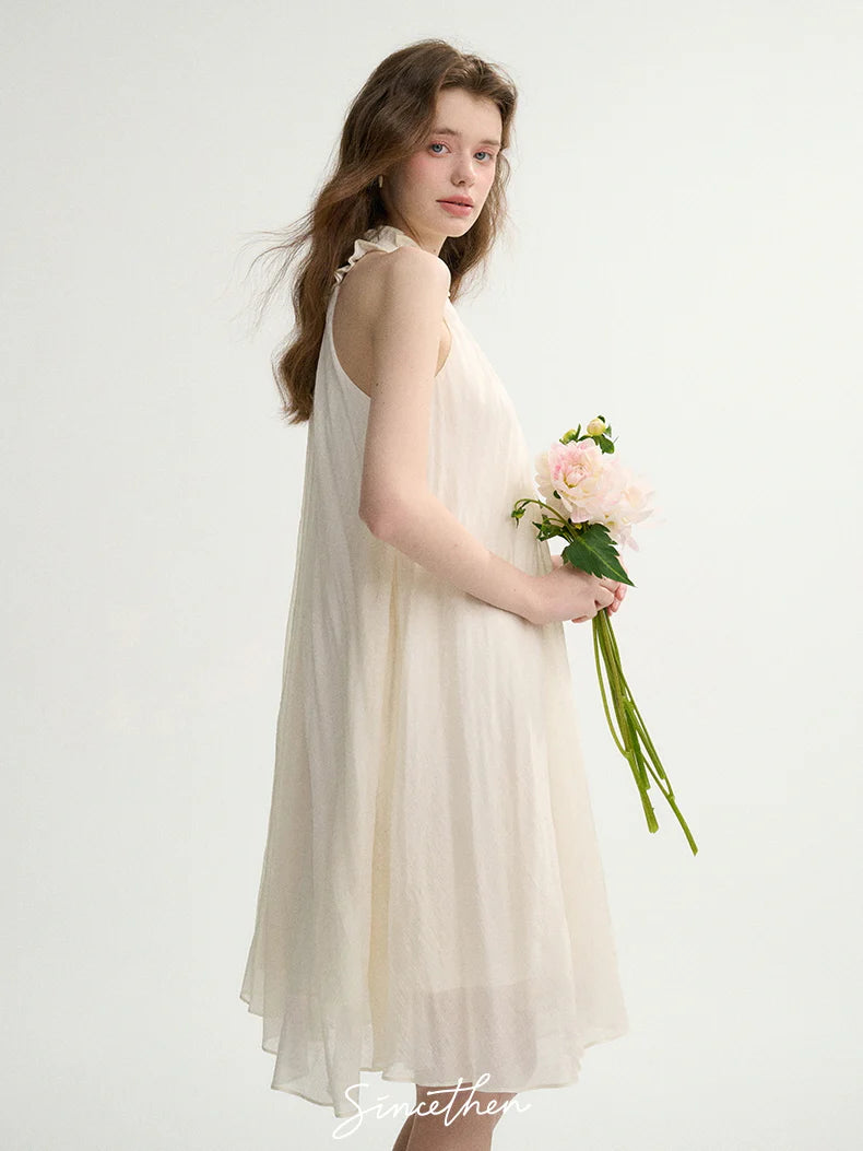 Ethereal Ruffle Halter Dress