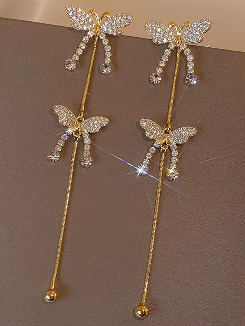 Double Butterflies Gold Earrings