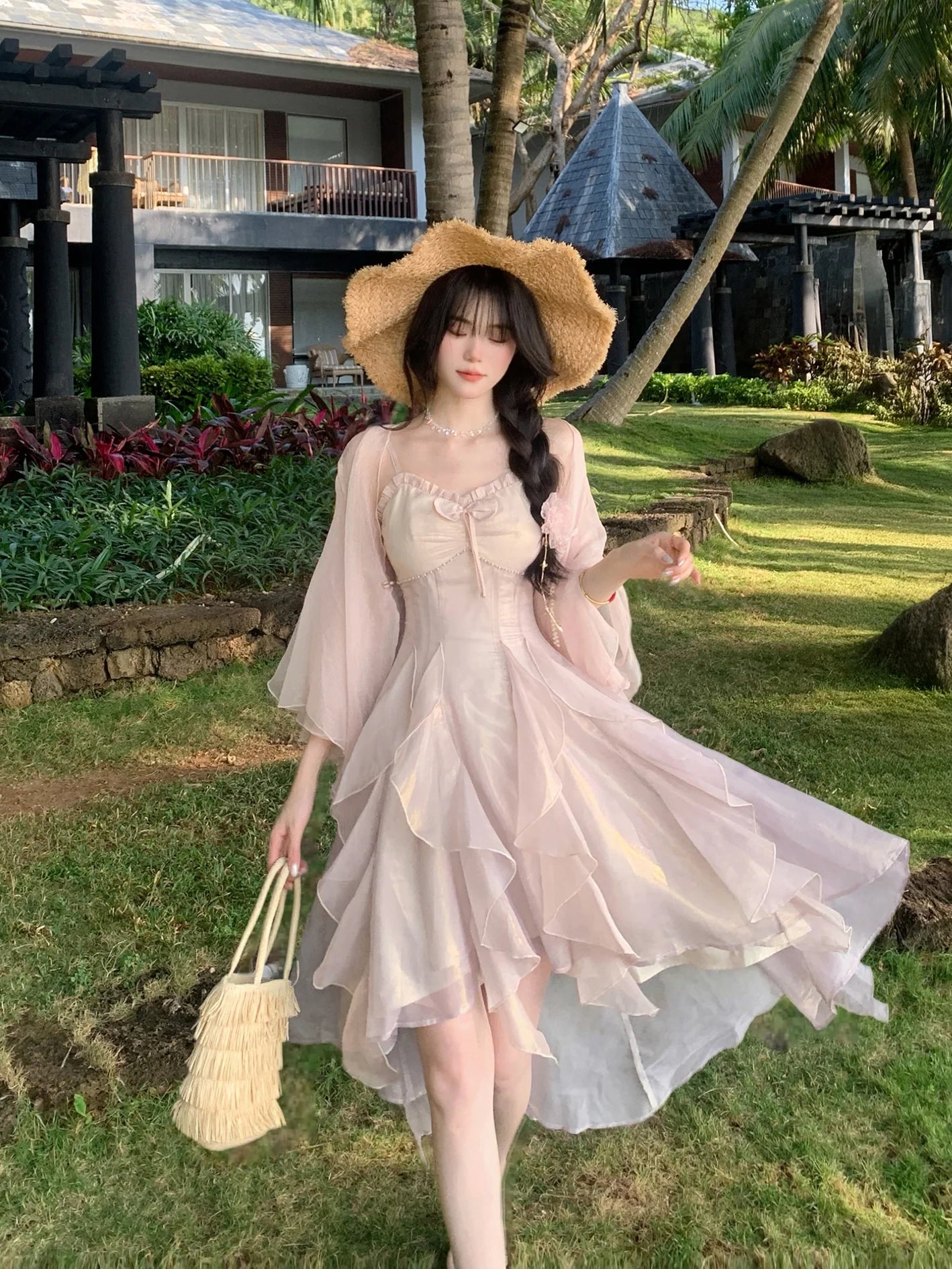 Enchanted Petal Ruffle Dress