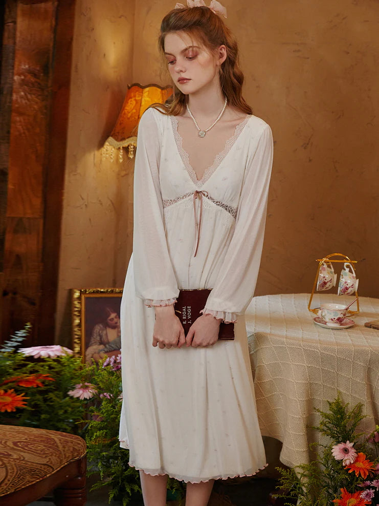 Dreamy Lace-Trimmed Nightgown