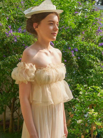 Whipped Cream Ruffle Sheer Top