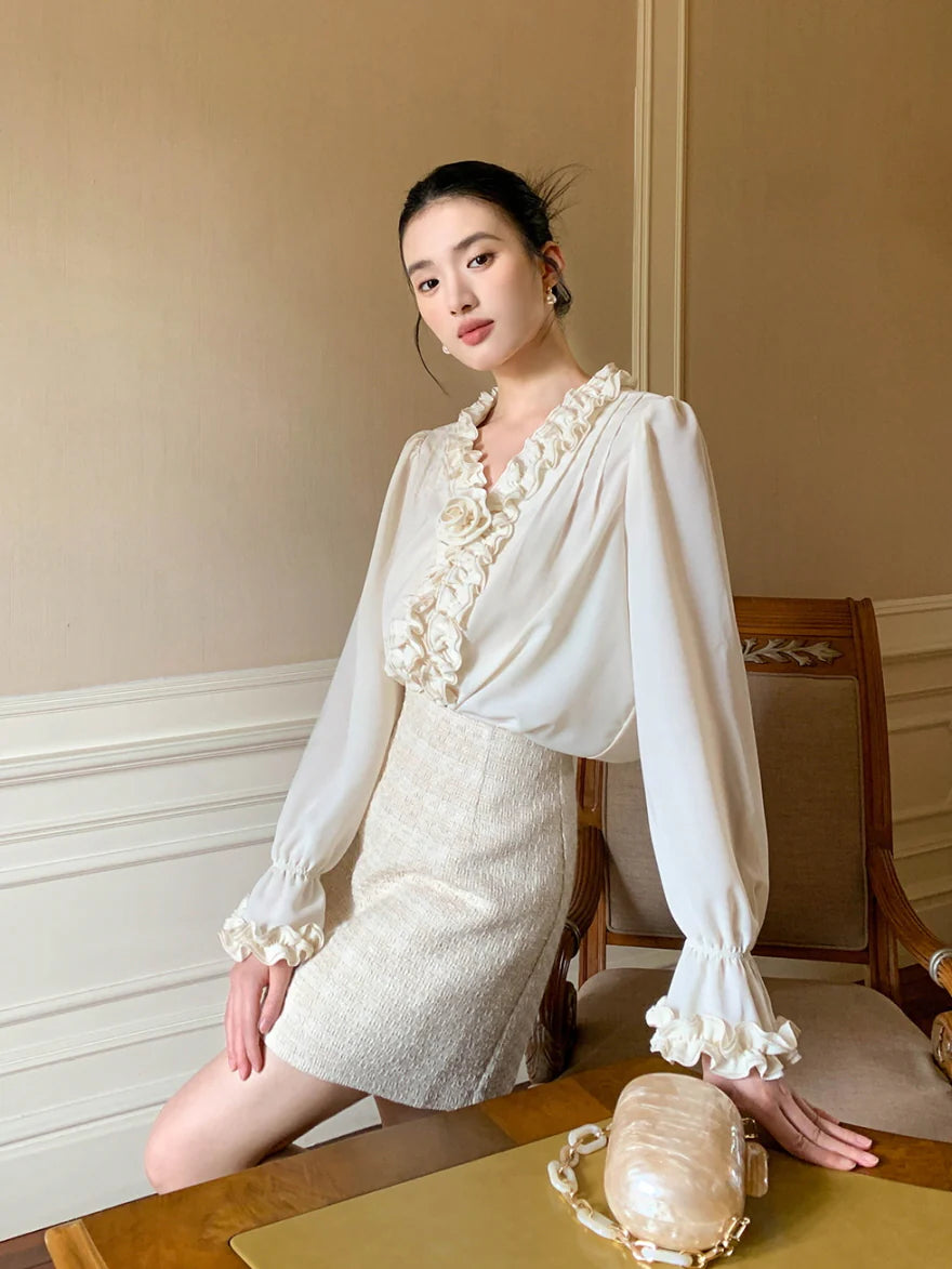 Romantic Ruffle Rose Blouse