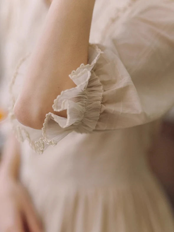 Vintage Embroidered Collar Cotton Dress