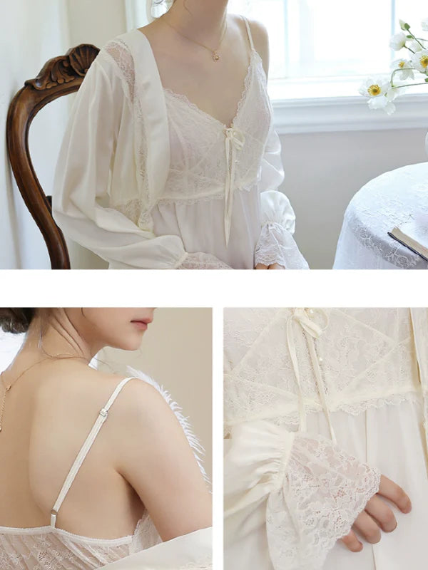 Snowy Lace Elegance Nightgown