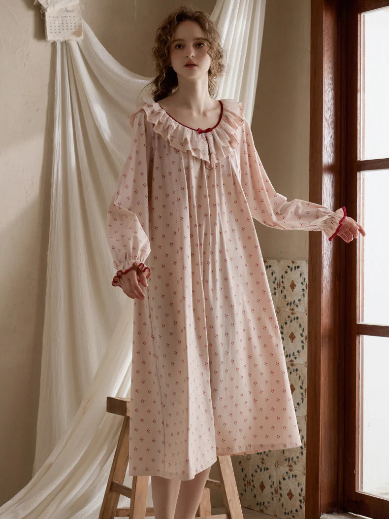Vintage Rose Ruffle Nightgown