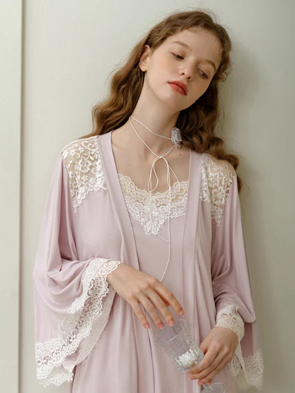 Lace Elegance 3-Piece Loungewear Set