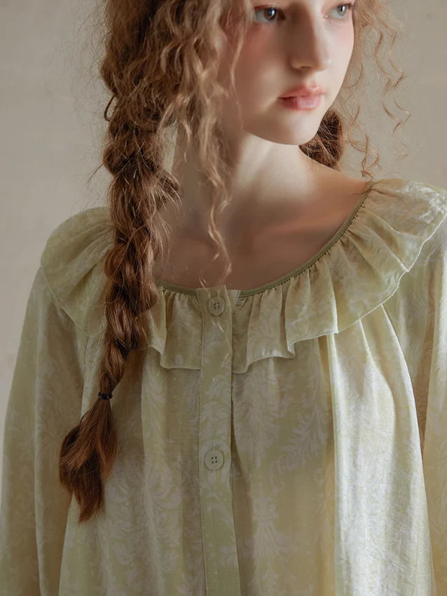 Ethereal Ruffled Floral Nightwear Set