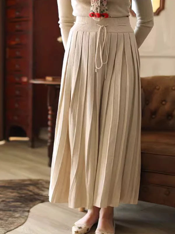 Sophisticated Pleats Soft Long Skirt