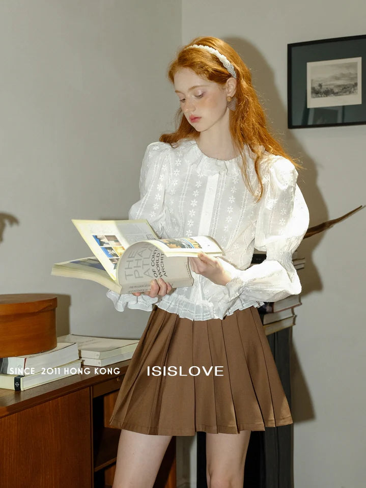 Vintage Daisy Embroidered Cotton Blouse