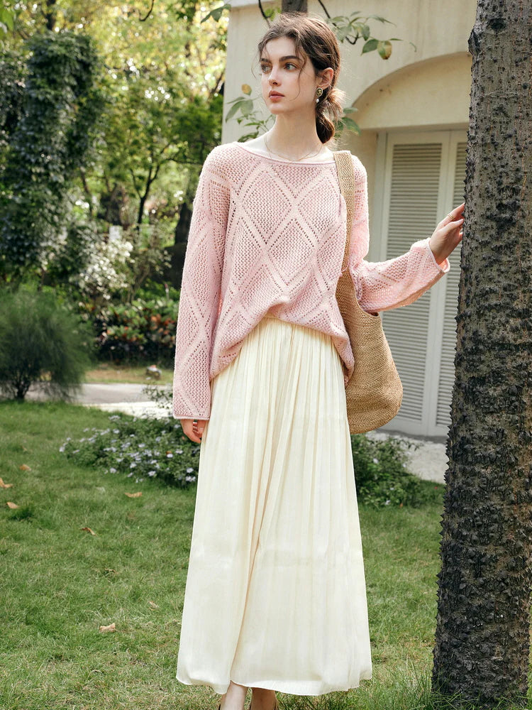 Blush Diamond Knit Loose Sweater