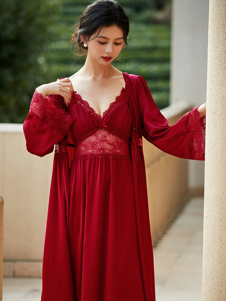 Grace's Lace Delight Nightgown Set