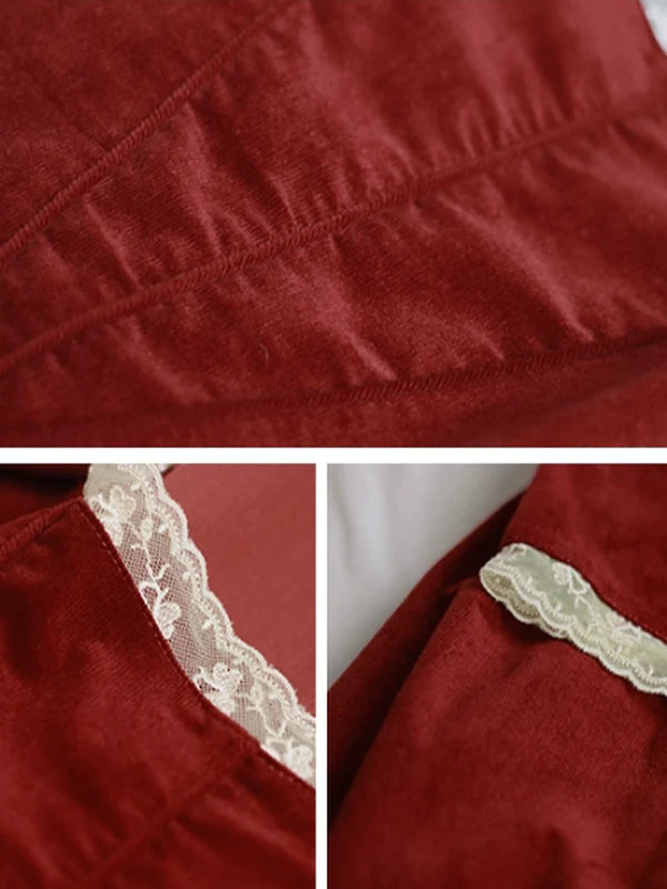 Crimson Elegance Lace Dress