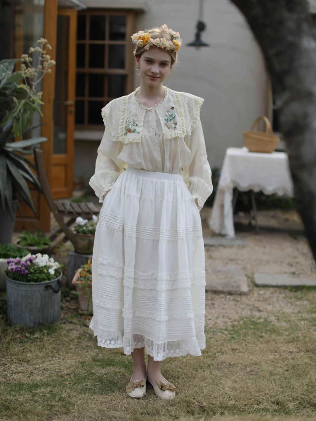 Wild Garden Embroidered Ramie Blouse