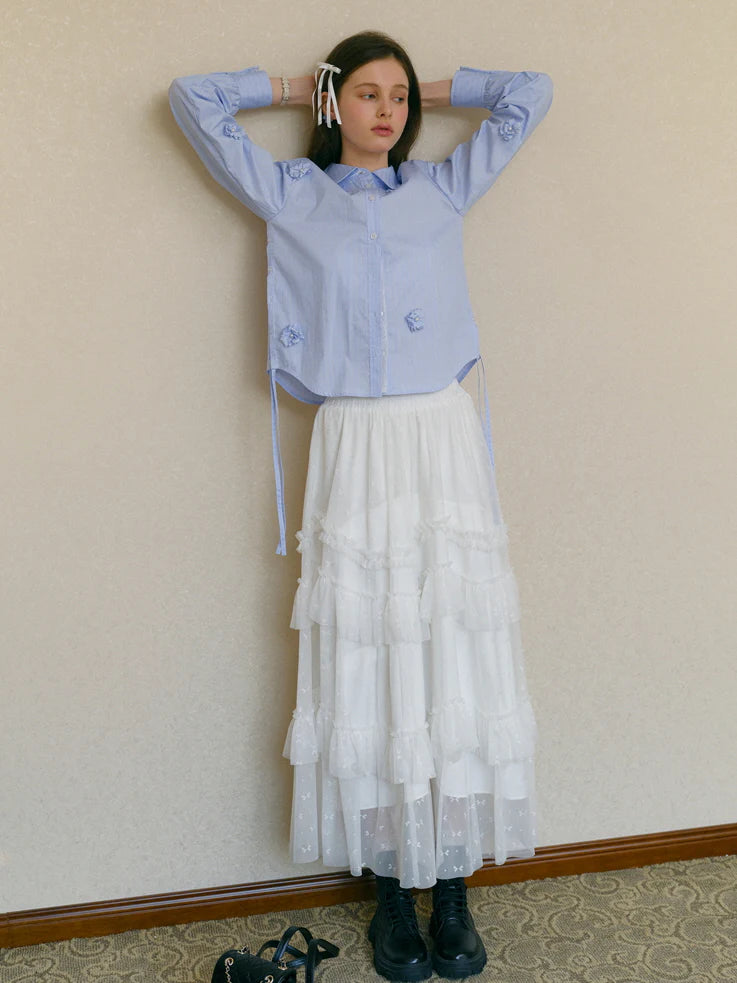 Ethereal Layered White Tulle Skirt