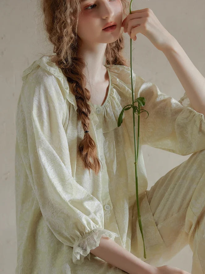 Ethereal Ruffled Floral Nightwear Set