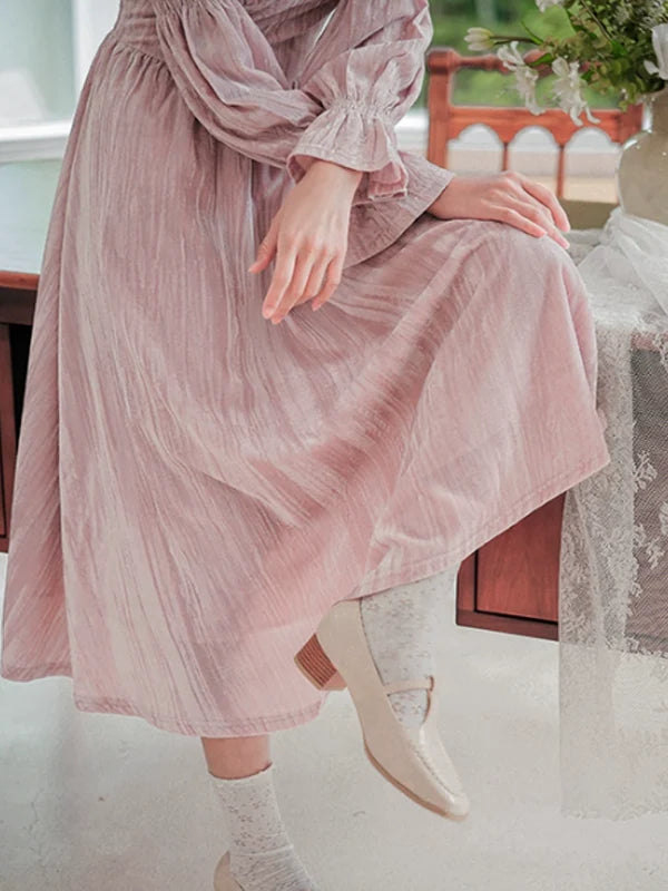 Vintage Pink Velvet Elegance Dress