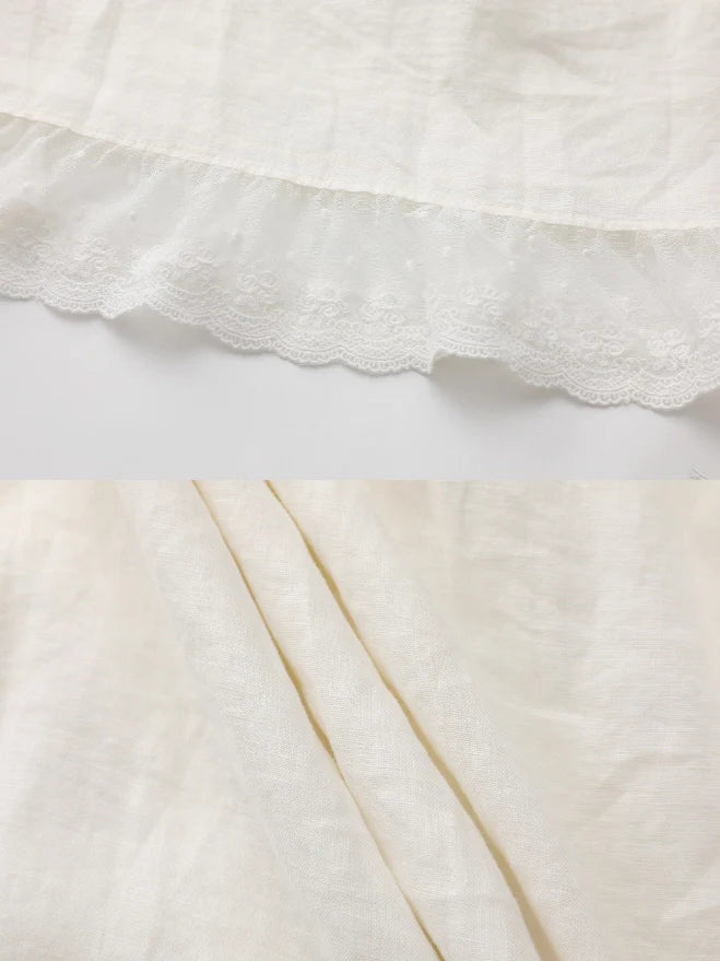 Lace Meadow Tiered Linen Skirt