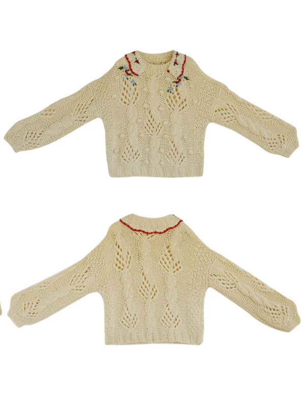 Floral Collared Cozy Knit Sweater