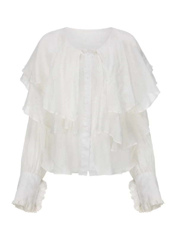 Ruffled Cloud Linen Blouse