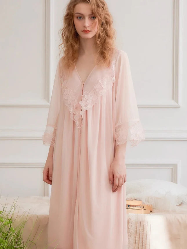 Blush Lace Fantasy Nightgown Set