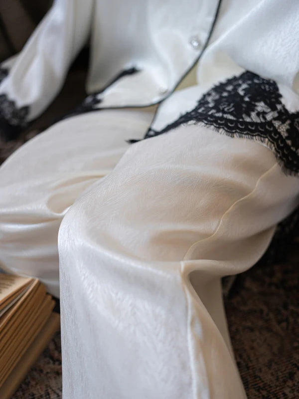Ivory Muse Lace-Trim Pajama Set
