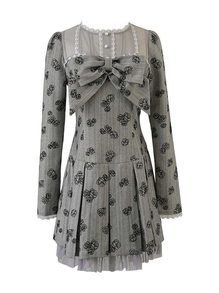 Rosewood Coquette Lace Bow Dress
