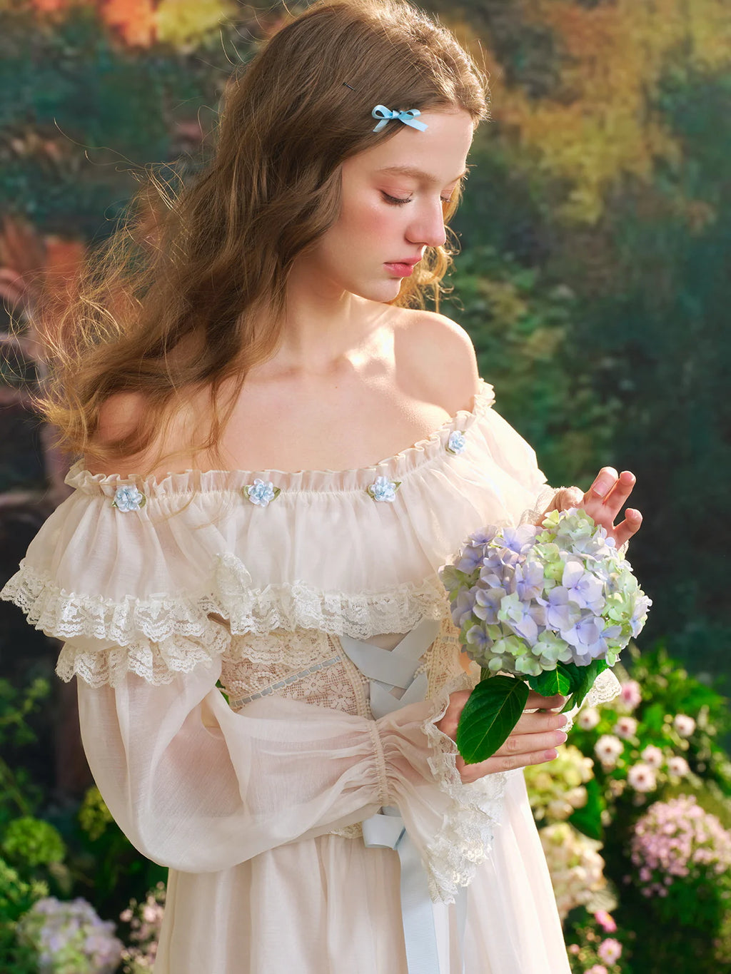 Blue Blossom Corset Fairy Maxi Dress