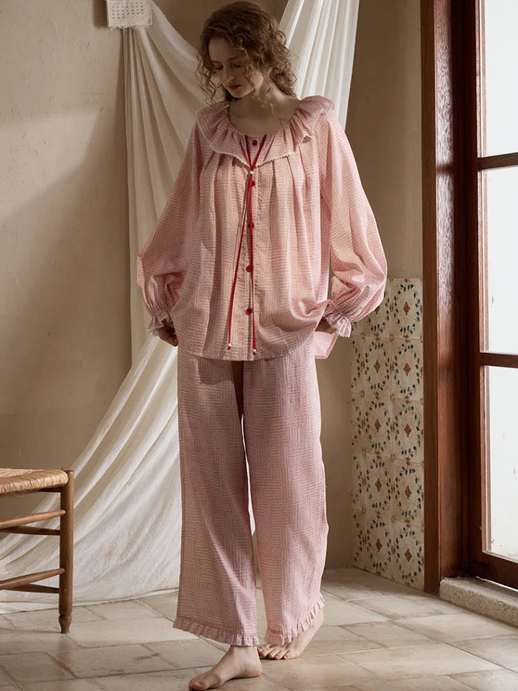 Vintage Ruffle Collar Pajamas