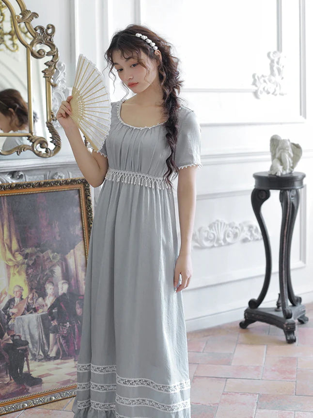 Enchanted Pearl Gray Blue Princess Dress