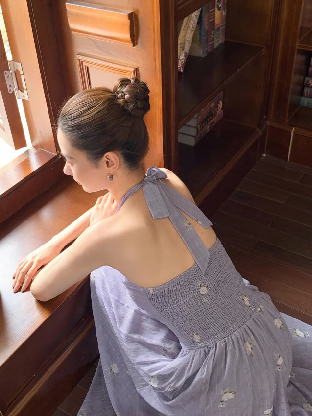 Lavender Bow Halter Dress