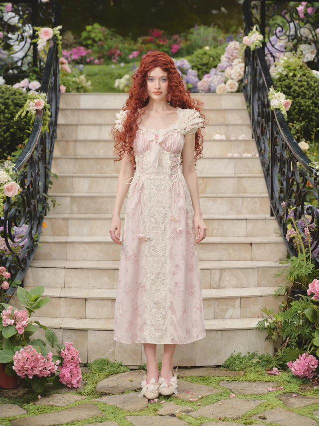 Enchanted Rose Garden Lace-Up Dress