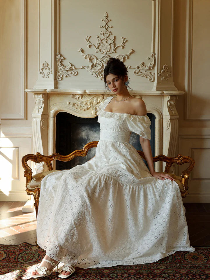 Daisy Lace Back Bow Cotton Dress