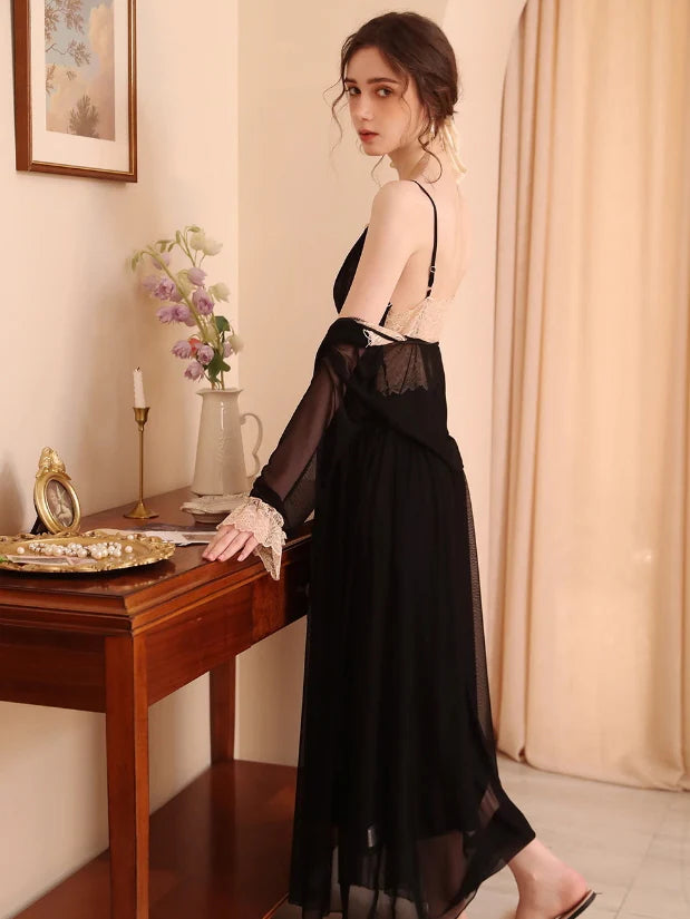 Midnight Elegance Nightgown Ensemble