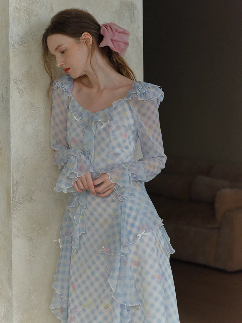 Blue Gingham Ruffle Dream Dress